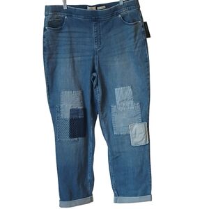 LOGI By Lori Goldstein Patchwork Boyfriend Jeans Size 20WT NWT